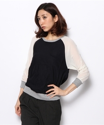 レーヨン混ブロックカラー切替プルオーバー