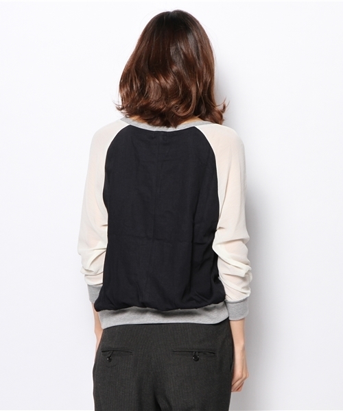 PLST(プラステ)の「レーヨン混ブロックカラー切替プルオーバー(Tシャツ/カットソー・レディース・オフホワイト/ピンク・2)」の4枚目の写真