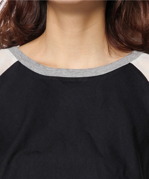 PLST(プラステ)の「レーヨン混ブロックカラー切替プルオーバー(Tシャツ/カットソー・レディース・オフホワイト/ピンク・2)」の5枚目の写真