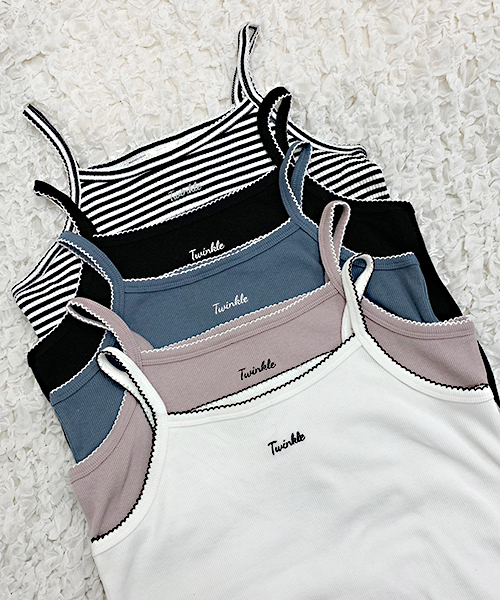 apres jour（アプレジュール）の「テレコロゴ刺繍キャミソール【ZOZOTOWN限定アイテム】（タンクトップ・レディース・ブルー/ラベンダー/その他/ブラック/オフホワイト/ベージュ/ブルー系その他・フリー）」の15枚目の写真