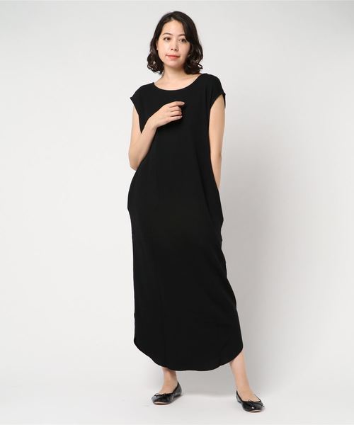 Aunt Marie's（アントマリーズ）の「AUNT MARIE'S ヘンリーネックハニカムワッフルノースリワンピース（ワンピース・レディース・ブラック/ブラウン/アイボリー・FREE）」の14枚目の写真