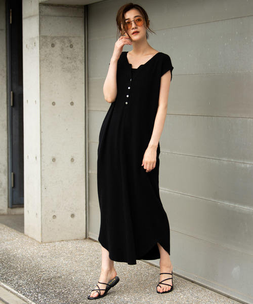 Aunt Marie's（アントマリーズ）の「AUNT MARIE'S ヘンリーネックハニカムワッフルノースリワンピース（ワンピース・レディース・ブラック/ブラウン/アイボリー・FREE）」の11枚目の写真