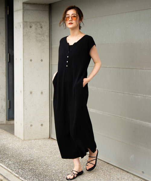 Aunt Marie's（アントマリーズ）の「AUNT MARIE'S ヘンリーネックハニカムワッフルノースリワンピース（ワンピース・レディース・ブラック/ブラウン/アイボリー・FREE）」の8枚目の写真