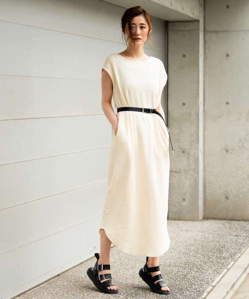 Aunt Marie's（アントマリーズ）の「AUNT MARIE'S ヘンリーネックハニカムワッフルノースリワンピース（ワンピース・レディース・ブラック/ブラウン/アイボリー・FREE）」の6枚目の写真