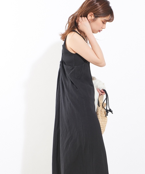 natural couture（ナチュラルクチュール）の「サイドプリーツキャミワンピース（ワンピース・レディース・ブラック/オートミール/ブラウン系その他/キャメル/ストライプ・FREE）」の20枚目の写真