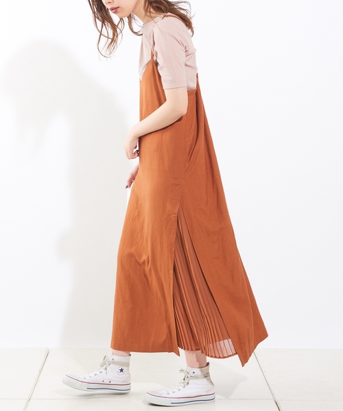 natural couture（ナチュラルクチュール）の「サイドプリーツキャミワンピース（ワンピース・レディース・ブラック/オートミール/ブラウン系その他/キャメル/ストライプ・FREE）」の10枚目の写真