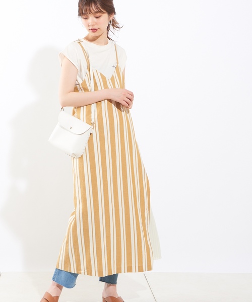 natural couture（ナチュラルクチュール）の「サイドプリーツキャミワンピース（ワンピース・レディース・ブラック/オートミール/ブラウン系その他/キャメル/ストライプ・FREE）」の22枚目の写真