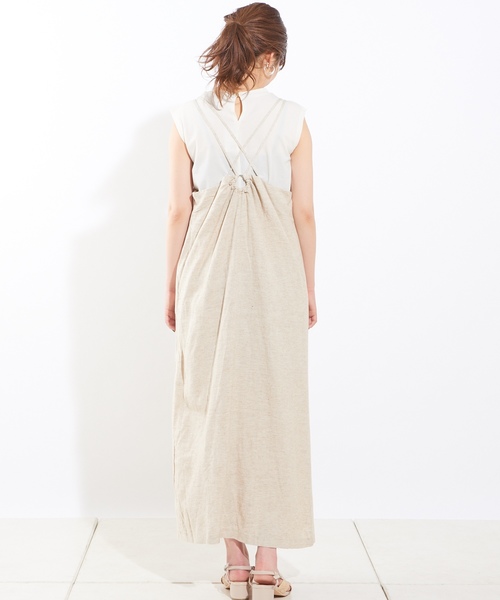 natural couture（ナチュラルクチュール）の「サイドプリーツキャミワンピース（ワンピース・レディース・ブラック/オートミール/ブラウン系その他/キャメル/ストライプ・FREE）」の11枚目の写真