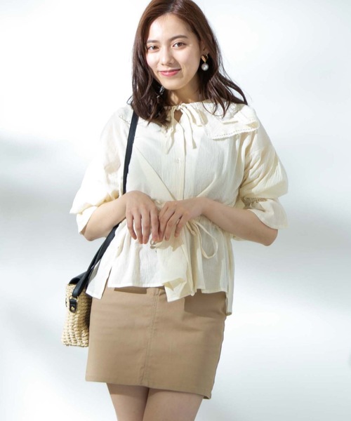 WEGO(ウィゴー)の「WEGO/デイリー起毛ツイルタイトミニスカート(スカート・レディース・ブラック/パープル/カーキ/ベージュ/ブラウン/ナチュラル/ワイン/ダークグリーン・SMALL/MEDIUM/X-SMALL/LARGE)」の4枚目の写真