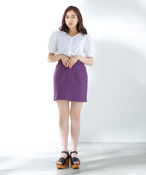 WEGO(ウィゴー)の「WEGO/デイリー起毛ツイルタイトミニスカート(スカート・レディース・ブラック/パープル/カーキ/ベージュ/ブラウン/ナチュラル/ワイン/ダークグリーン・SMALL/MEDIUM/X-SMALL/LARGE)」の16枚目の写真