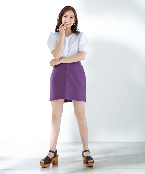 WEGO(ウィゴー)の「WEGO/デイリー起毛ツイルタイトミニスカート(スカート・レディース・ブラック/パープル/カーキ/ベージュ/ブラウン/ナチュラル/ワイン/ダークグリーン・SMALL/MEDIUM/X-SMALL/LARGE)」の17枚目の写真