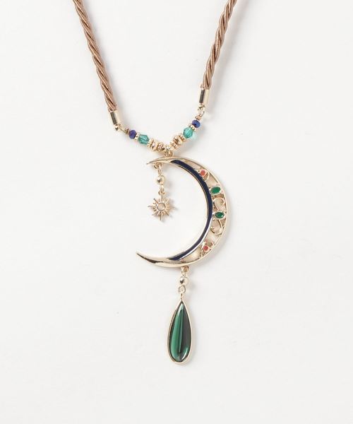 チャイハネ（チャイハネ）の「【チャイハネ】太陽と三日月ネックレス（ネックレス・レディース・ブラック/キャメル/ネイビー/ピンク/ターコイズブルー・FREE）」の7枚目の写真