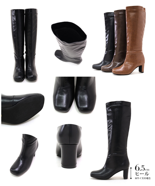 SESTO（セスト）の「スクエアトゥチャンキーヒールロングブーツ（ブーツ・レディース・ブラック/ダークブラウン/キャメル・S/LL/M/L/3L）」の16枚目の写真