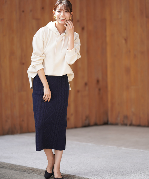 rps（アールピーエス）の「ケーブル編みタイトスカート（スカート・レディース・ベージュ/ネイビー/アイボリー・M）」の10枚目の写真