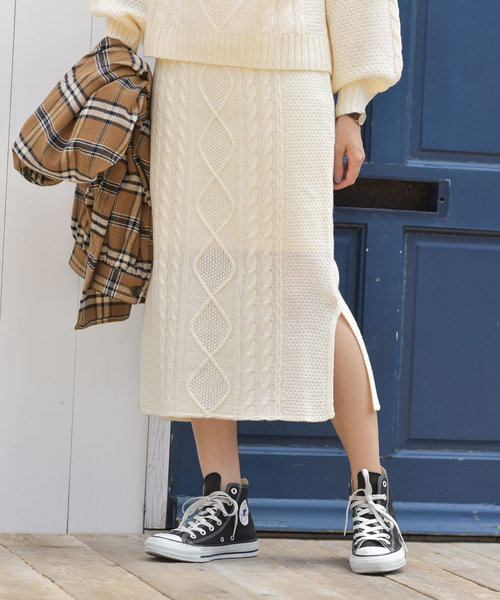 rps（アールピーエス）の「ケーブル編みタイトスカート（スカート・レディース・ベージュ/ネイビー/アイボリー・M）」の22枚目の写真