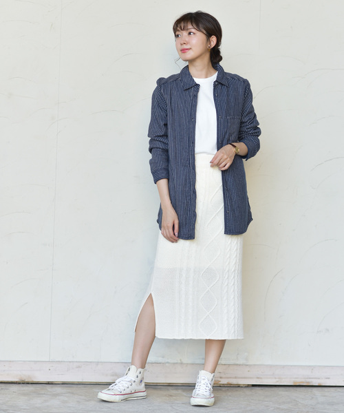 rps（アールピーエス）の「ケーブル編みタイトスカート（スカート・レディース・ベージュ/ネイビー/アイボリー・M）」の19枚目の写真