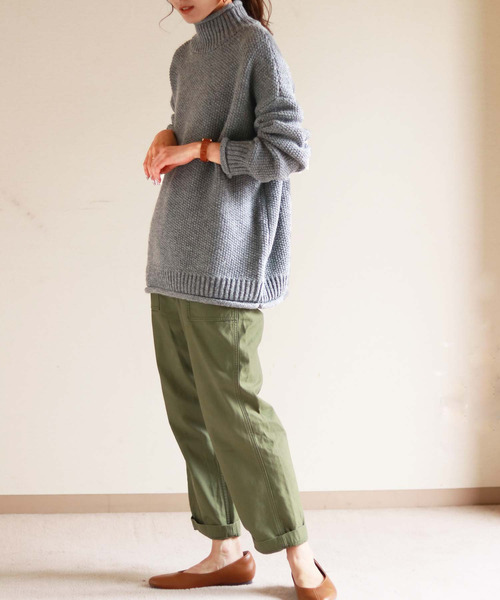 HER CLOSET(ハークローゼット)の「【HERCLOSET】バルキーローゲージロールハイネックニット(ニット/セーター・レディース・ブラック/ブラウン/グレー/レッド/アイボリー/ブルーグリーン・M)」の9枚目の写真