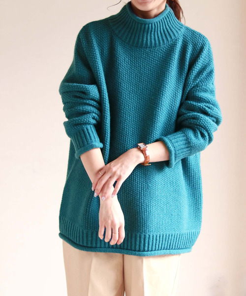HER CLOSET(ハークローゼット)の「【HERCLOSET】バルキーローゲージロールハイネックニット(ニット/セーター・レディース・ブラック/ブラウン/グレー/レッド/アイボリー/ブルーグリーン・M)」の11枚目の写真