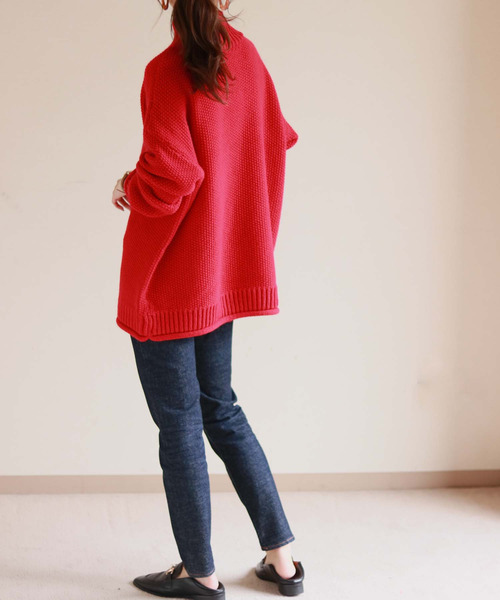 HER CLOSET(ハークローゼット)の「【HERCLOSET】バルキーローゲージロールハイネックニット(ニット/セーター・レディース・ブラック/ブラウン/グレー/レッド/アイボリー/ブルーグリーン・M)」の12枚目の写真