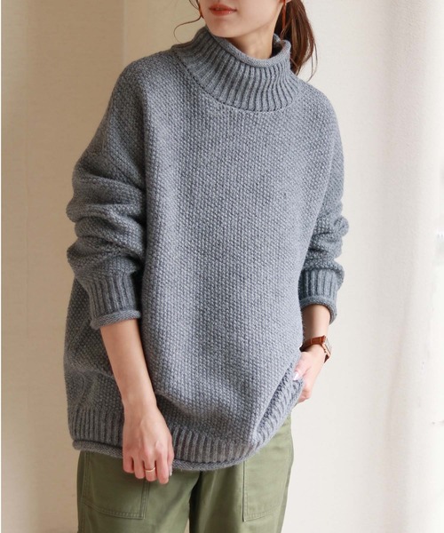 HER CLOSET(ハークローゼット)の「【HERCLOSET】バルキーローゲージロールハイネックニット(ニット/セーター・レディース・ブラック/ブラウン/グレー/レッド/アイボリー/ブルーグリーン・M)」の21枚目の写真