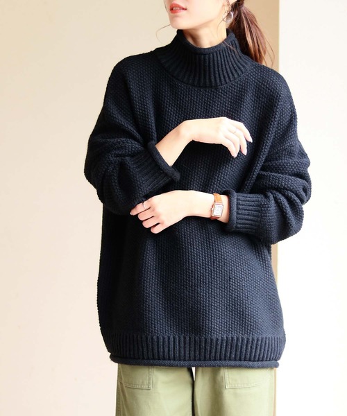 HER CLOSET(ハークローゼット)の「【HERCLOSET】バルキーローゲージロールハイネックニット(ニット/セーター・レディース・ブラック/ブラウン/グレー/レッド/アイボリー/ブルーグリーン・M)」の22枚目の写真