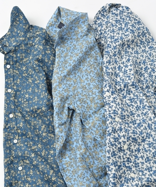 SHIPS JET BLUE（シップスジェットブルー）の「★★JB: フラワー リネン 7スリーブシャツ■（シャツ/ブラウス・メンズ・ライトブルー/オフホワイト/ネイビー・LARGE/MEDIUM/SMALL）」の4枚目の写真