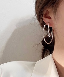 立体デザイン多層ジオメトリイヤーカフ風 ピアス