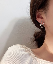 立体デザイン多層ジオメトリイヤーカフ風 ピアス