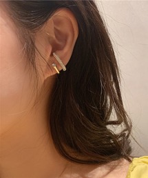 立体デザイン多層ジオメトリイヤーカフ風 ピアス