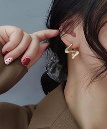 立体デザイン多層ジオメトリイヤーカフ風 ピアス
