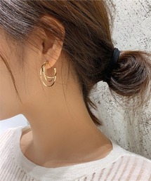 立体デザイン多層ジオメトリイヤーカフ風 ピアス