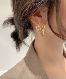 立体デザイン多層ジオメトリイヤーカフ風 ピアス