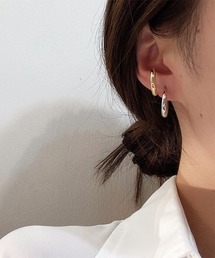 立体デザイン多層ジオメトリイヤーカフ風 ピアス