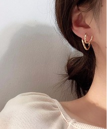立体デザイン多層ジオメトリイヤーカフ風 ピアス