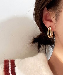 立体デザイン多層ジオメトリイヤーカフ風 ピアス