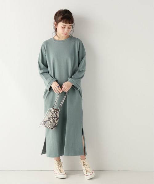 B.C STOCK（ベーセーストック）の「Bio天竺マキシワンピース（ワンピース・レディース・グリーン/ブラック系その他/ベージュ・FREE）」の4枚目の写真