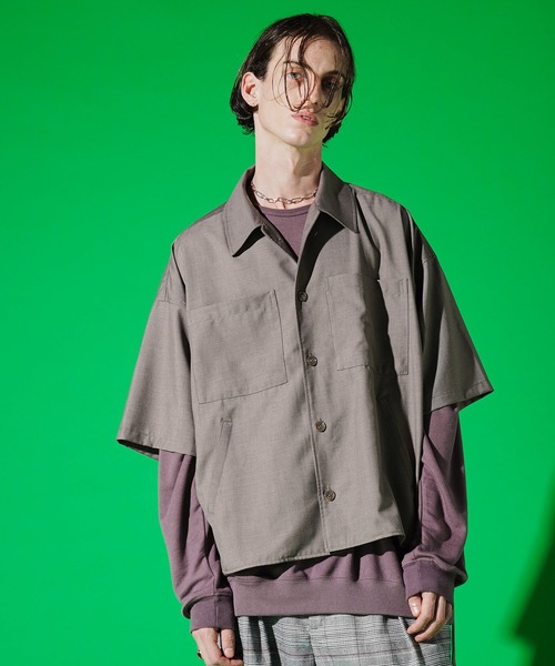 セール】act'm オーバーサイズ サイドコード CPO ダブルポケット半袖