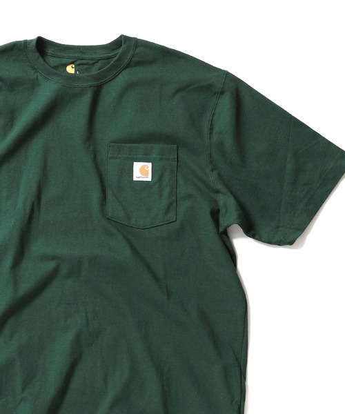 Carhartt(カーハート)の「carhartt(カーハート) ビッグシルエット ポケット半袖 胸ロゴ ワッペン Tシャツ Workwear Pocket 1/2 Sleeve T-Shirts(Tシャツ/カットソー・メンズ・ブラック/ヘザーグレー/ヘザーチャコール/コバルトブルー/ダークブラウン/バーガンディー/ベージュ/グリーン/ネイビー/グレイッシュブルー/エメラルドブルー/グリーン系その他/ホワイト/イエロー系その他/ブルー系その他/オレンジ系その他/レッド系その他/グリーン系その他5/グリーン系その他2/ブラウン系その他/グリーン系その他4/ブラウン系その他2/ブルー系その他3/オレンジ系その他2/ブルー系その他2/グリーン系その他3/イエロー系その他2/ブルー系その他4/テラコッタ/グリーン系その他6/レッド系その他2/オレンジ系3/ブルー系その他5・SMALL/MEDIUM/LARGE/X-LARGE/XX-LARGE/XXX-LARGE)」の10枚目の写真