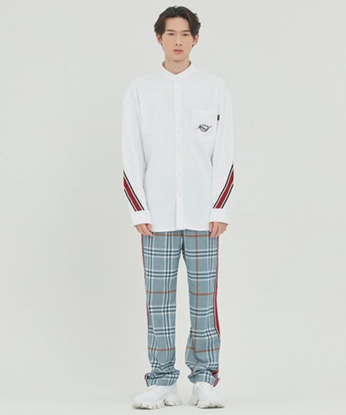 ROMANTIC CROWN(ロマンティッククラウン)の「『ROMANTIC CROWN』HENRY NECK BACK LINE SHIRT/ヘンリーネックバックラインシャツ(シャツ/ブラウス・レディース・ホワイト/ブルー/グレー・L/M)」の11枚目の写真