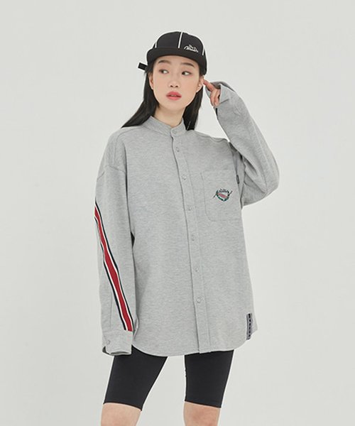 ROMANTIC CROWN(ロマンティッククラウン)の「『ROMANTIC CROWN』HENRY NECK BACK LINE SHIRT/ヘンリーネックバックラインシャツ(シャツ/ブラウス・レディース・ホワイト/ブルー/グレー・L/M)」の14枚目の写真