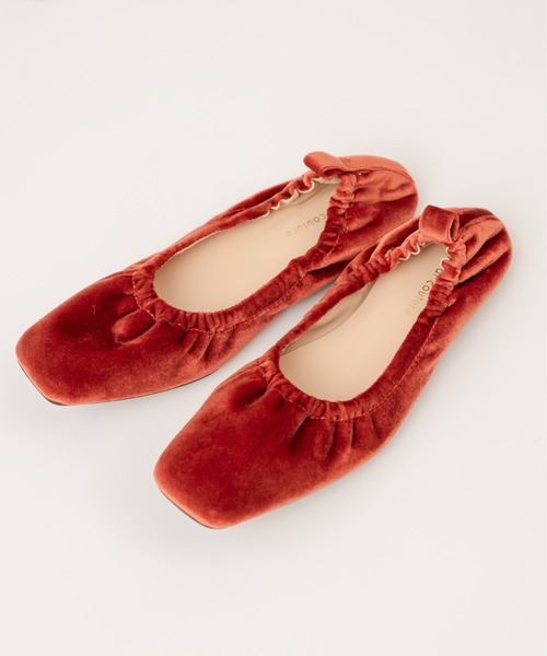 natural couture（ナチュラルクチュール）の「シャーリングバレエシューズ（バレエシューズ・レディース・ブラック/ブラウン/レンガ/パイソン・MEDIUM/LARGE）」の4枚目の写真