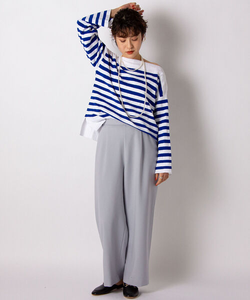 NOLLEY’S(ノーリーズ)の「ウールライクインゴムパンツ(その他パンツ・レディース・ベージュ/ネイビー/グレー系その他3/オフホワイト/サックスブルー・38/36/34)」の6枚目の写真