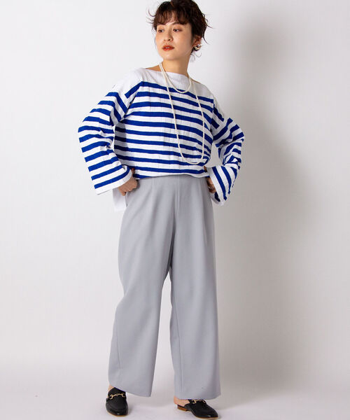 NOLLEY’S(ノーリーズ)の「ウールライクインゴムパンツ(その他パンツ・レディース・ベージュ/ネイビー/グレー系その他3/オフホワイト/サックスブルー・38/36/34)」の7枚目の写真