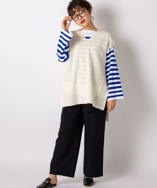 NOLLEY’S(ノーリーズ)の「ウールライクインゴムパンツ(その他パンツ・レディース・ベージュ/ネイビー/グレー系その他3/オフホワイト/サックスブルー・38/36/34)」の12枚目の写真