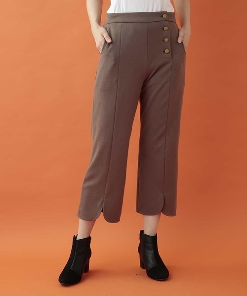 Jocomomola(ホコモモラ)の「起毛ポンチスリットパンツ(その他パンツ・レディース・ブラック/ベージュ・40/42)」の1枚目の写真