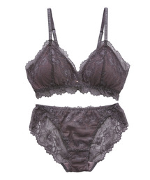 blooming FLORA（ブルーミングフローラ）の「【ふわり、肌に寄り添う】 繊細な花柄レース ブラレット＆ショーツセット ノンワイヤー 脇高 総レース S M L（ブラ&ショーツ）」