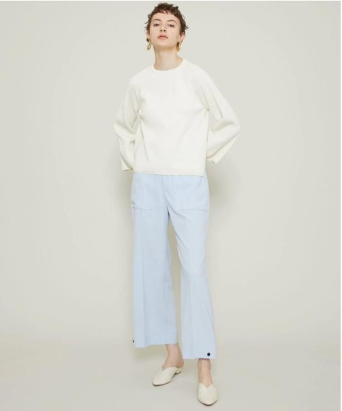 BATONER(バトナー)の「【BATONER(バトナー)】ハイカウントリブクルーネック BN-21SL-017(ニット/セーター・レディース・アイボリー/グレイッシュブルー/レンガ・1)」の4枚目の写真