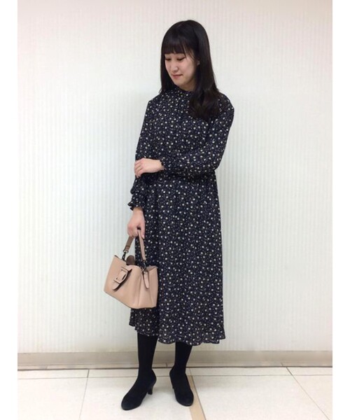 【美品】リフレクト フラージュプリントワンピース 花柄 ネイビー 9