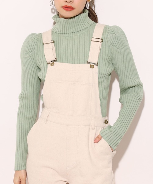 one after another NICE CLAUP（ワンアフターアナザーナイスクラップ）の「パワショルリブハイネックニット（ニット/セーター・レディース・アイボリー/オフホワイト/ベージュ/ミント・FREE）」の4枚目の写真