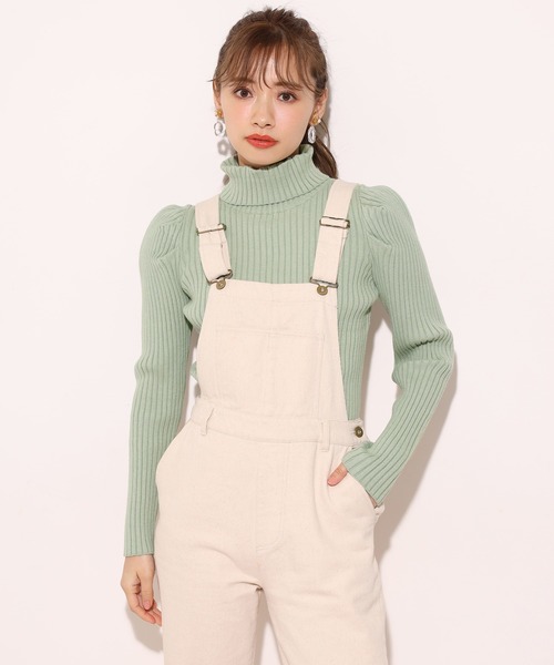 one after another NICE CLAUP（ワンアフターアナザーナイスクラップ）の「パワショルリブハイネックニット（ニット/セーター・レディース・アイボリー/オフホワイト/ベージュ/ミント・FREE）」の5枚目の写真